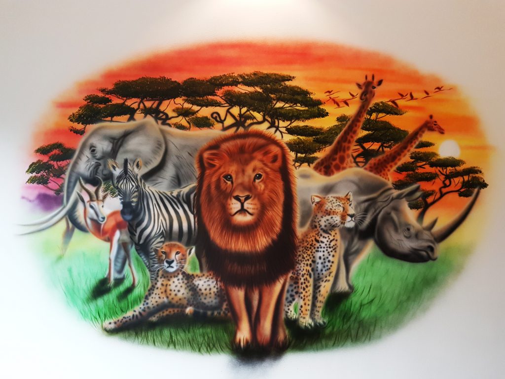 Savanne dieren muurschildering