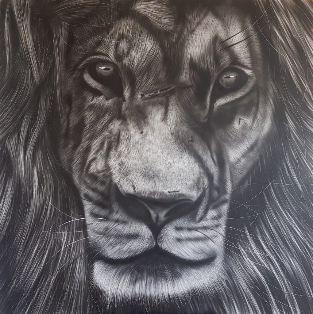Airbrush portret leeuw